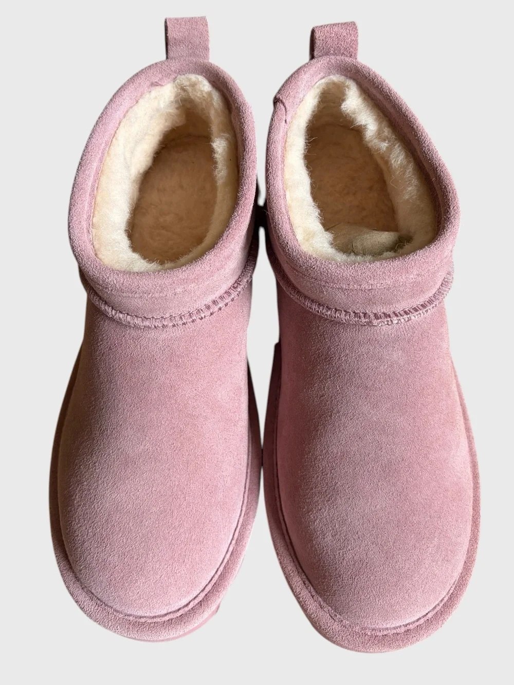NWB Bearpaw Super Shorty Suede Ankle Boots Women's Size 7 Peony Pink Comfy NEW